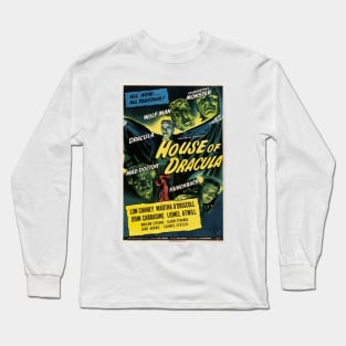 House of the DRACULA Vintage Horror Thriller Film Retro Movie Long Sleeve T-Shirt